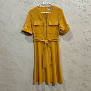 Shelby & Palmer Golden Belted Tailored Dress Zipper Accent size 8